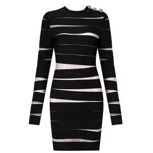 Stripe Bandage Bodycon Dress